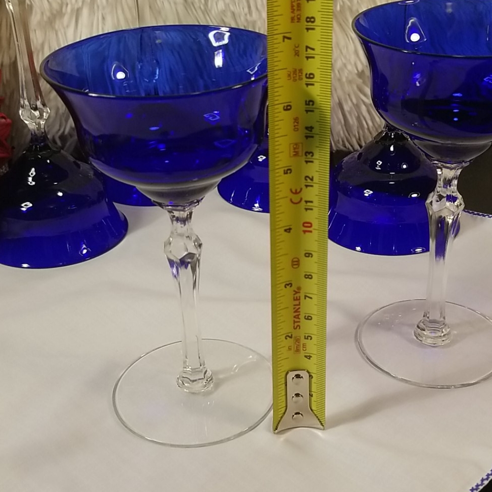 Louie Glass Colbalt Champagne Glasses - Picture 4 of 10